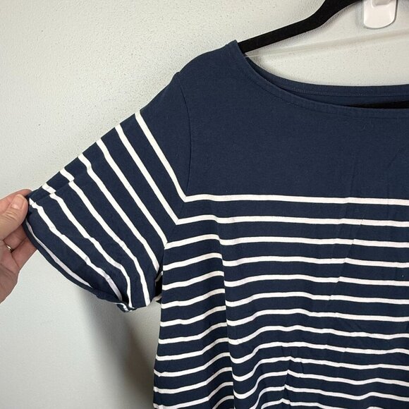 Time & Tru Womens Blue/White Boat Neck Striped Tee Short Sleeve 3X Casual - Picture 5 of 6
